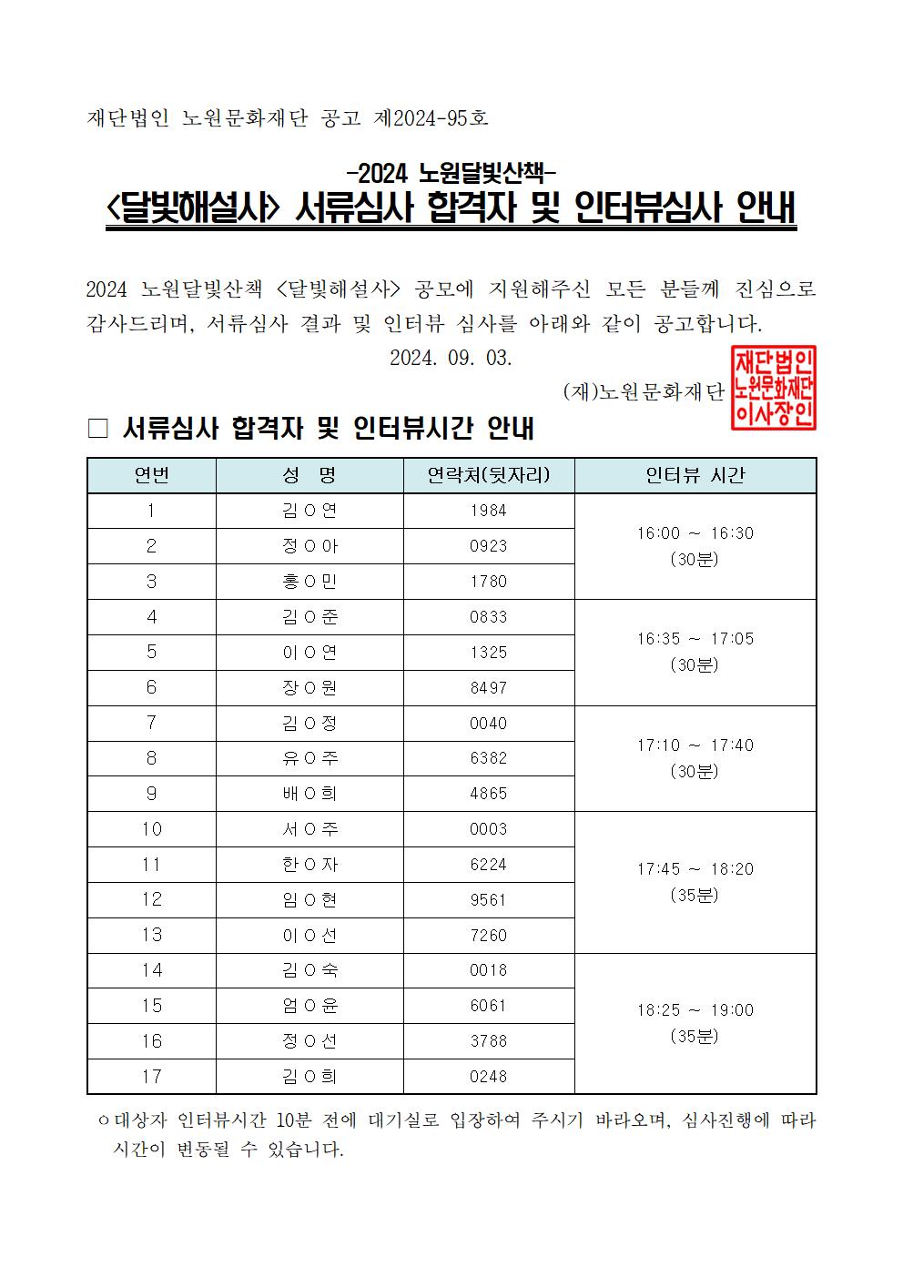 붙임2. 서류심사 합격자 및 인터뷰심사 안내 공고문(결재)001.jpg