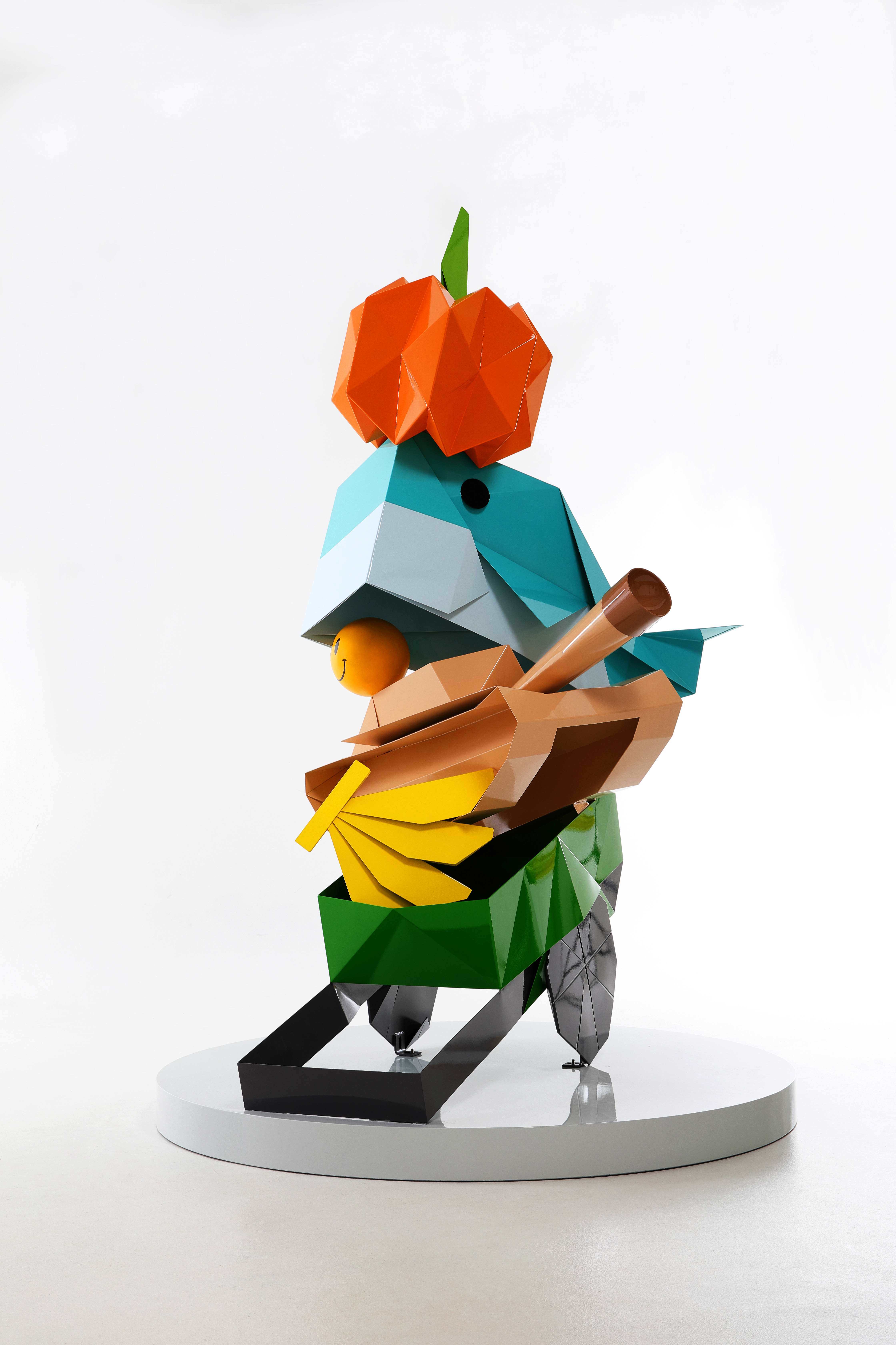 Origami_Objet_Tower, urethane paint on stainless steel, 151×223×160cm, 2021_1.JPG